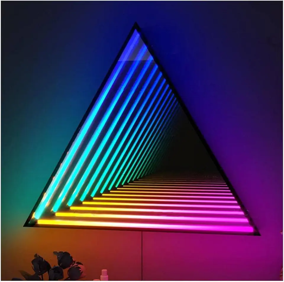 Infinity Lamp Tunnel Mirrors,RGB Color Changing Art Wall Light,Ambient Lamp,Easy to Install,for Decor (Triangle 70cm)