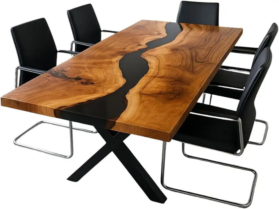 River Black Office Table, Unique Living Room Furniture Decor, Beach Table, Office Table, Black Table, Coffee Table, Dining Table, Modern Home Decor, Gift New home (36x80 inch)