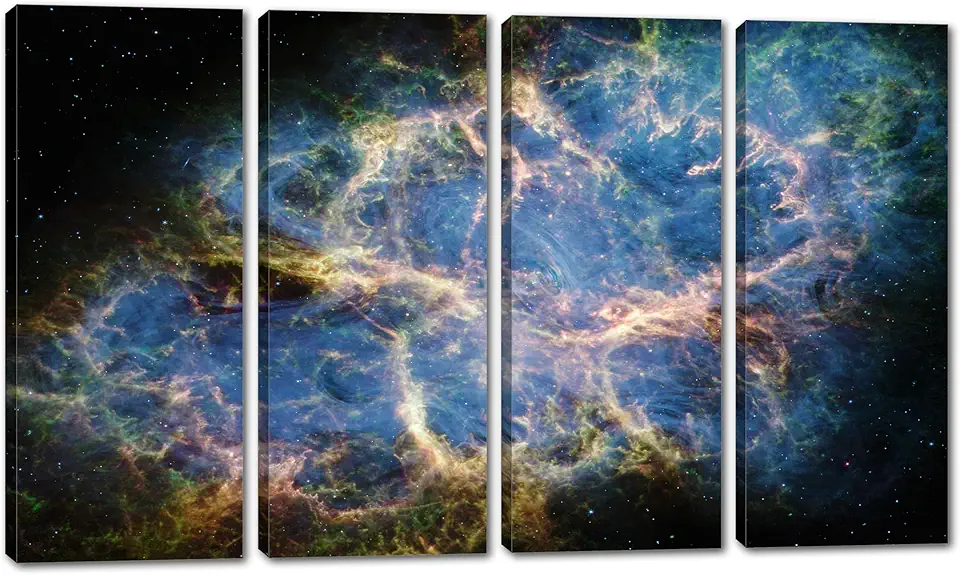 80 x 50 TOTAL - Crab Nebula Canvas Print 4 Panel Split Space Wall Art by NASA's James Webb Space Telescope, JWST