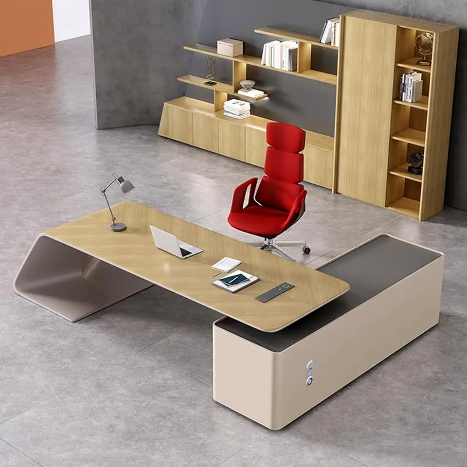 OUDINI L Shaped Desk Modern and Simple Extra Large Workstation Business Furniture Set Writing Study Desk Computer Desk