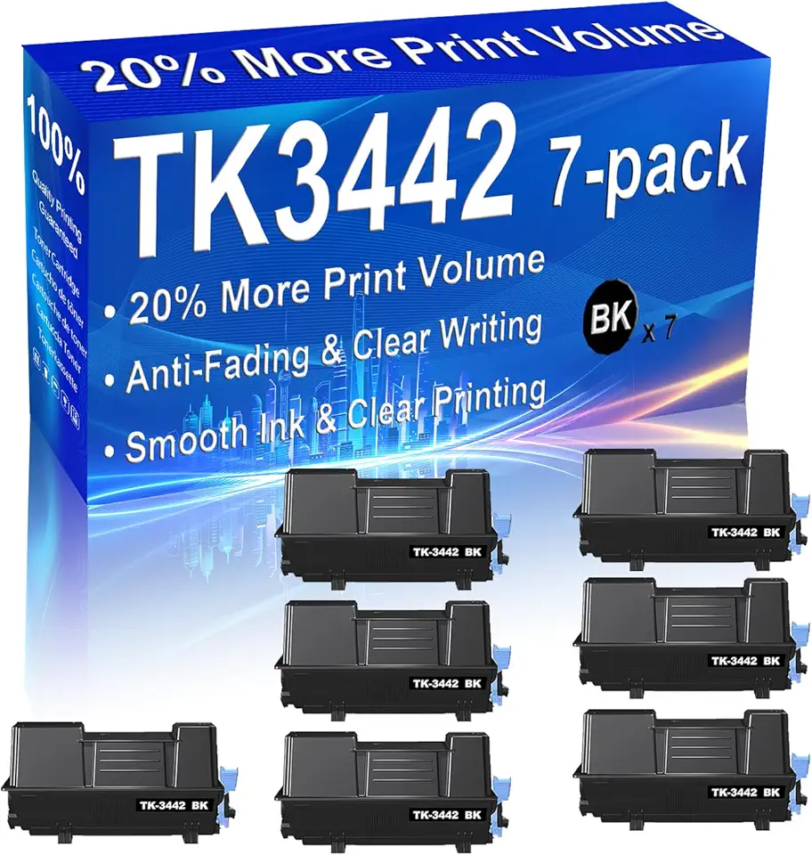 7-Pack (Black) Compatible High Yield TK3442 Laser Printer Toner Cartridge use for ECOSYS PA6000x MA6000ifx Printer