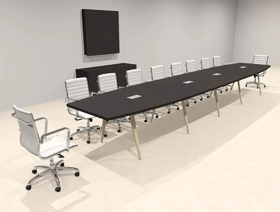 Modern Boat Shaped 20' Feet Conference Table, OF-CON-CW48