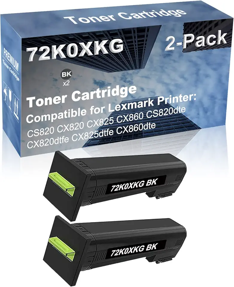 2-Pack (Black) Compatible High Yield 72K0XKG Laser Printer Toner Cartridge Used for CX825dtfe CX860dte Printer