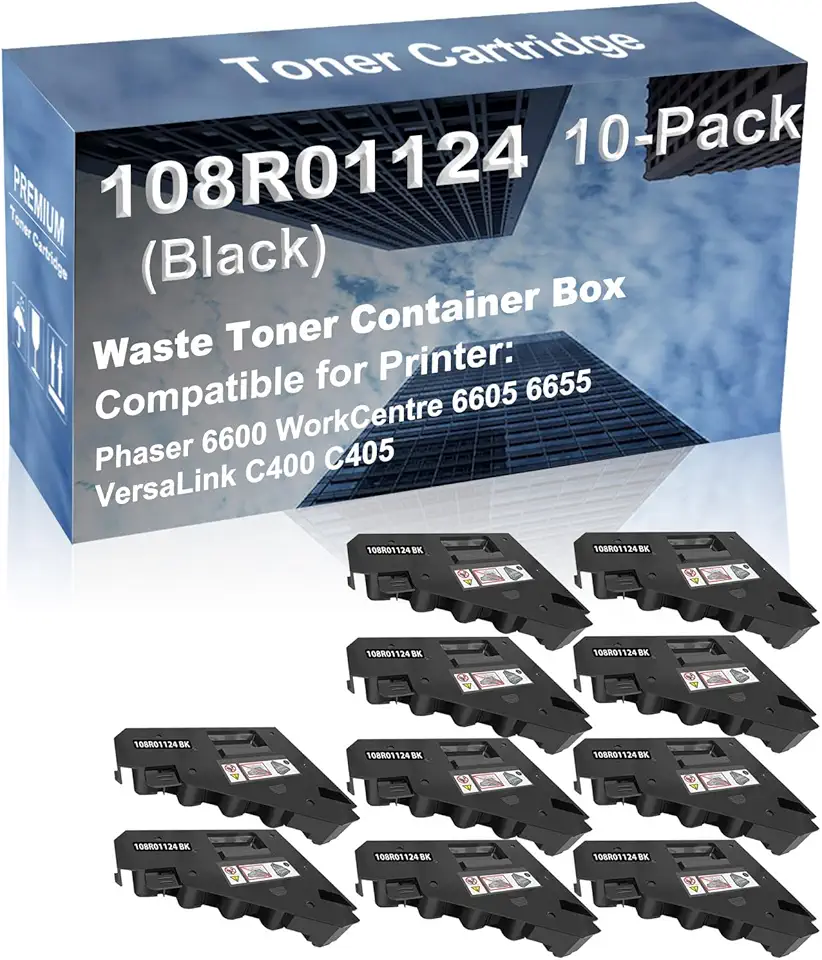 10-Pack Compatible High Capacity 108R01124 Printer Waste Toner Box use for Phaser 6600 WorkCentre 6605 6655 VersaLink C400 C405 (Black)