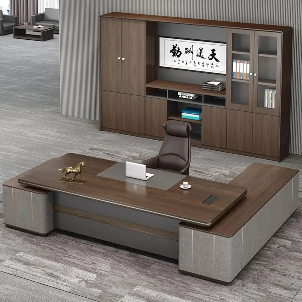 L Shaped Computer Desk with Power Outlets and USB Charging Ports, 86.6 Inch Large Executive Office Desk Business Furniture for Home Office