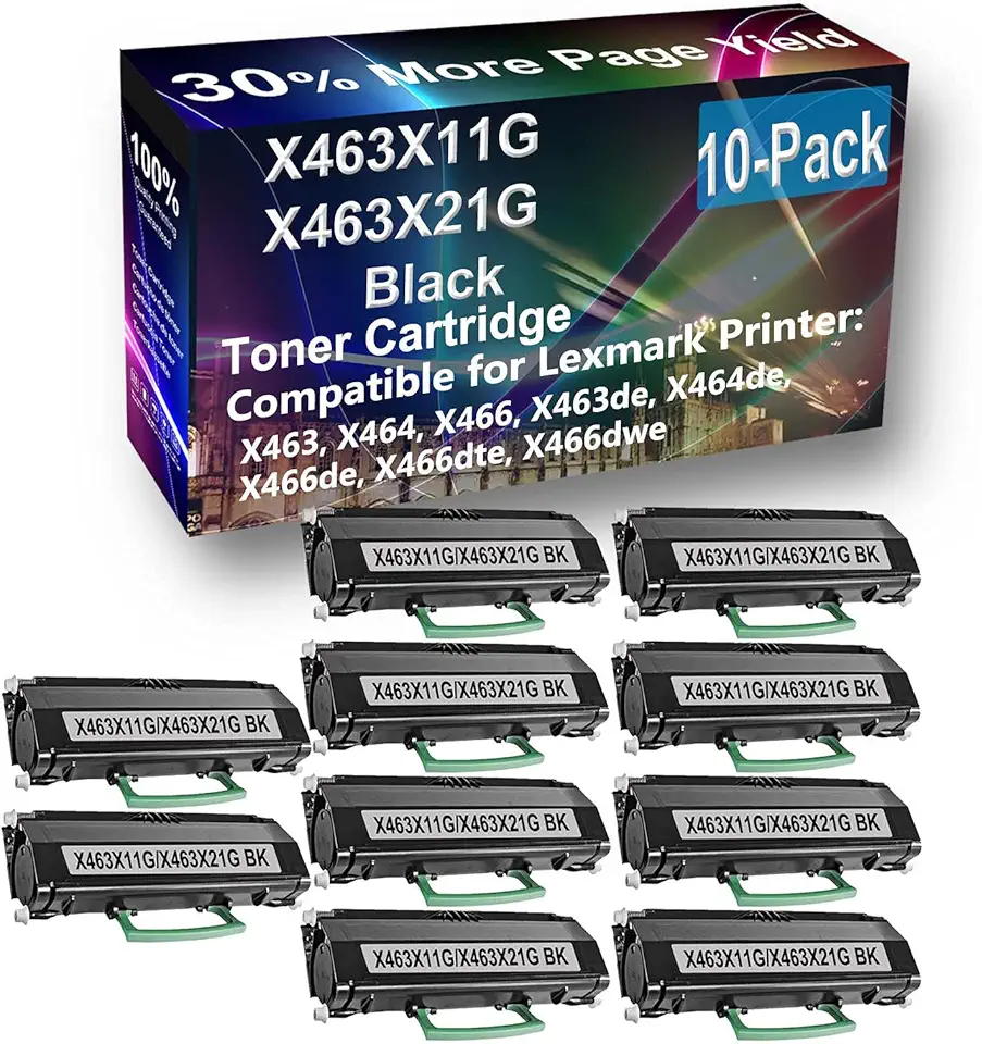 10-Pack Compatible High Yield X466de, X466dte, X466dwe Printer Cartridge Replacement for X463X11G Toner Cartridge (Black)