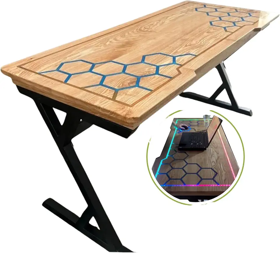Led Resin Desk Lights Up When Touched, The glowing Table is Made of Epoxy Resin, Wood Table Coffee, Personalized Design Epoxy Table, Sensor Table, Magic Table, Sofa Table (50x80 inch)