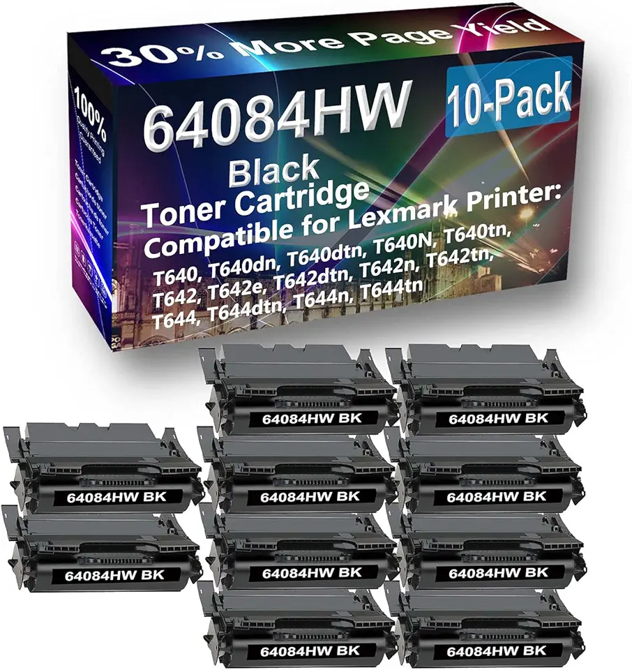 10-Pack Compatible High Yield T644dtn, T644n, T644tn Printer Cartridge Replacement for 64084HW Toner Cartridge (Black)