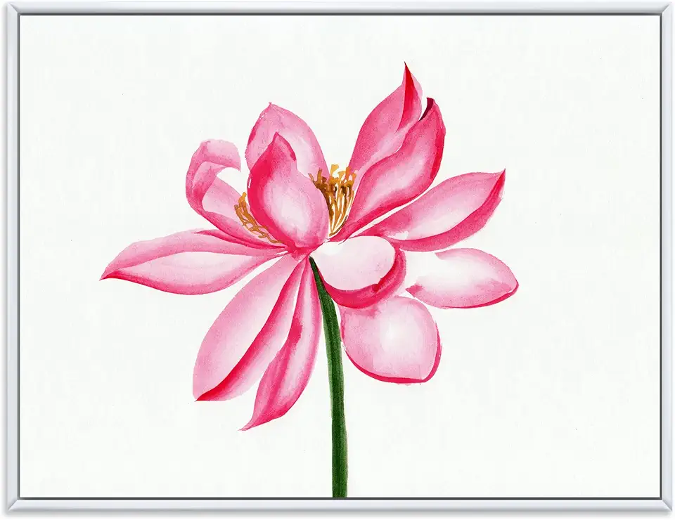 Vintage Detail of A Pink Lotus - Traditional Framed Canvas Wall Art Print
