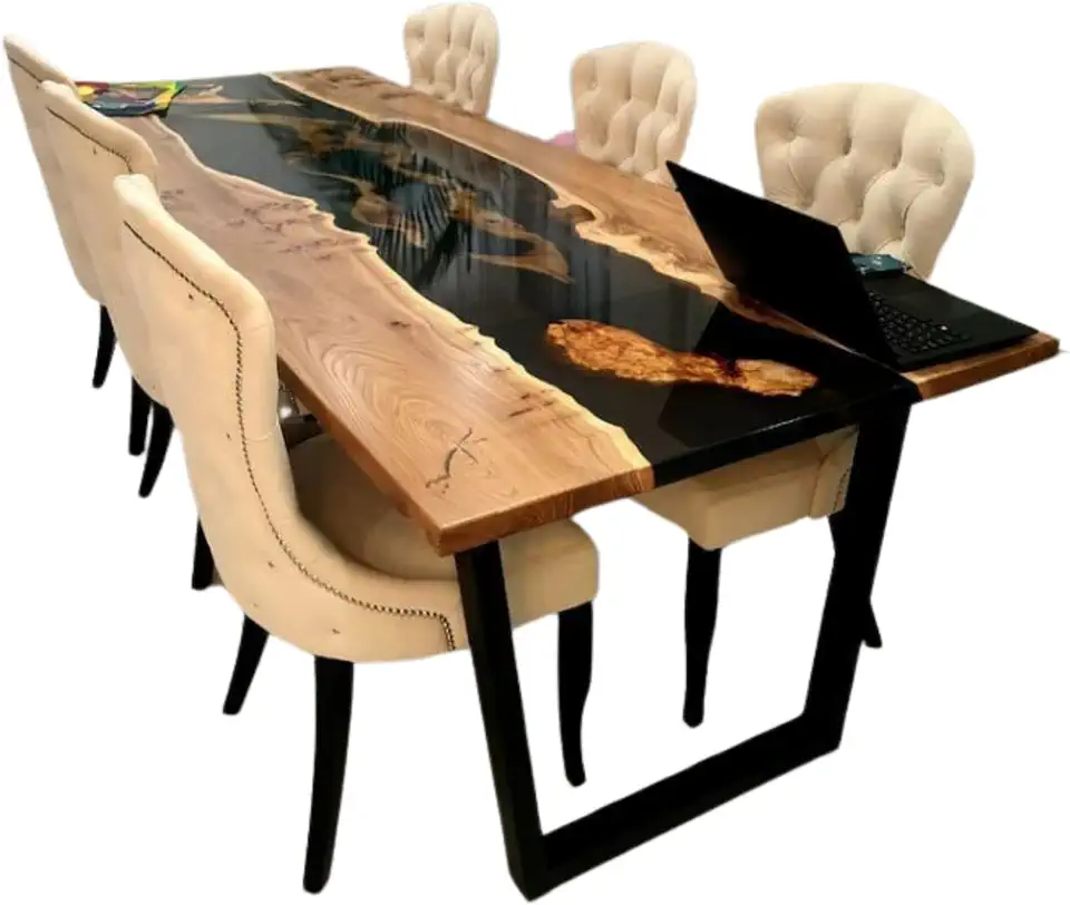 Black River Epoxy Table, Custom Epoxy Resin Handmade Table, Dining Table, Kitchen Table, Computer Desk, Table Living Room, Gift for Home Decor (36x70 inch, Only Table Top)