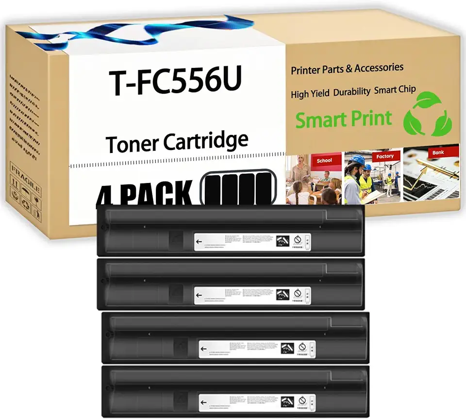 Compatible for Toshiba T-FC556U Toner Cartridge E Studio 5506AC 5506ACT 6506AC 6506ACT 7506AC 7506ACT Printers, High Yield 100000 Pages, with Chip (4 Pack Black)