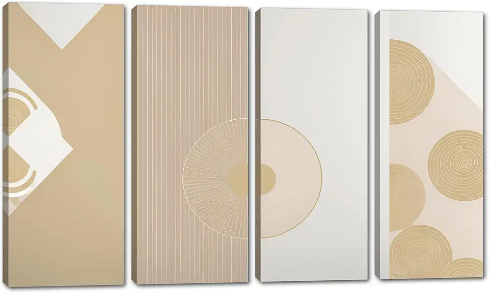 80 x 50 TOTAL - Geometric Canvas Wall Art Circle Lies Print Boho wall art minimalist decor - 4 Panel Split