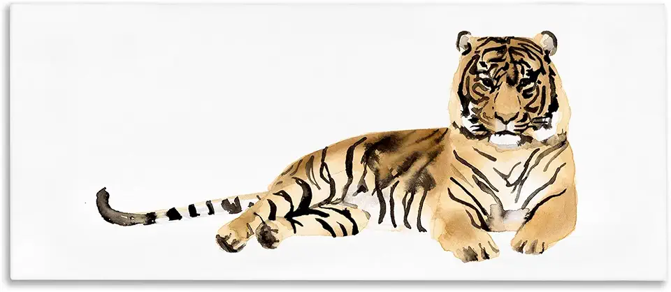 Stupell Industries Tiger Resting Orange Ink Watercolor Painting, Designed by Victoria Borges Wall Art, 20 x 1.5 x 48, Canvas