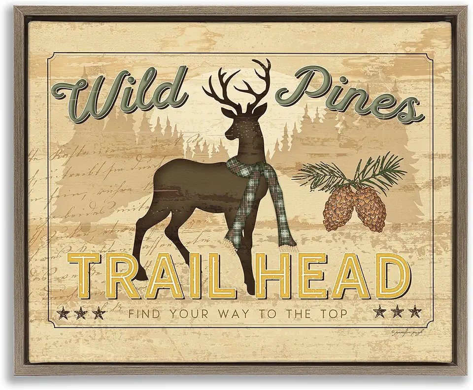 Stupell Industries Wild Pines Rustic Trail Brown Framed Floater Canvas Wall Art Design by Jennifer Pugh, 21 x 17