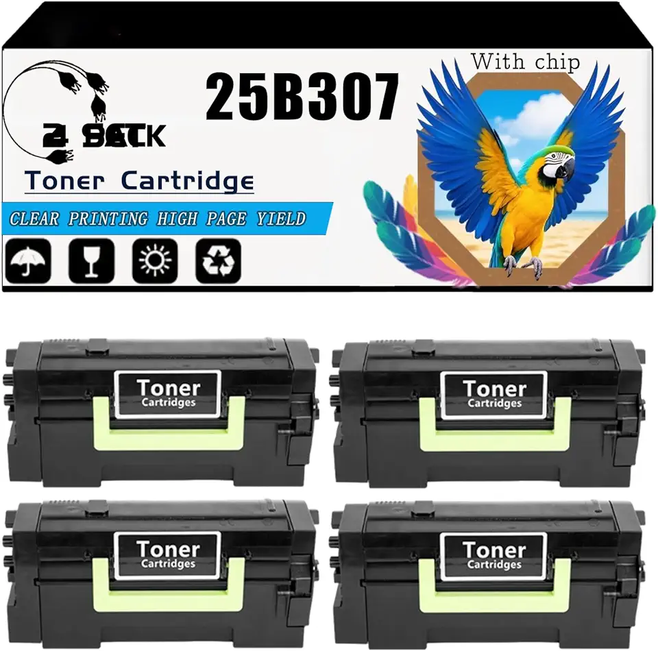 Compatible for Lexmark 25B3074 Toner Cartridge M5255 M5270 XM5365 Printers, High Yield 45000 Pages, with Chip (4 Pack Black)