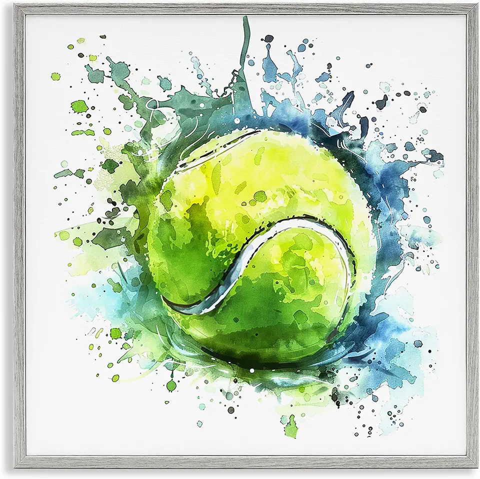 Stupell Industries Tennis Ball Bright Splash Gray Framed Giclee Wall Art Design by LSR Design Studio, 17 x 17