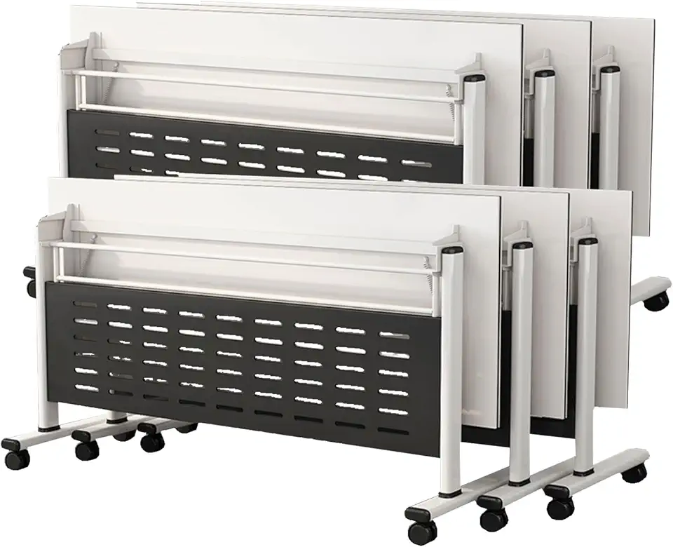 Folding Conference Table with Caster Wheels Portable Flip Top Seminar Meeting Table for Office Classroom (6PCS 62.9