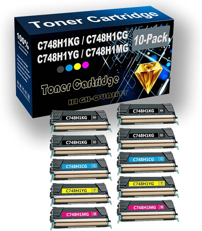 Remanufactured Color Toner Cartridge Replacement for C746H1KG C746A1CG C746A1YG C746A1MG for X746de C746 C748 XS748de X748de C746dn X746 X748 Printer (10-Pack 4BK+2C+2Y+2M)
