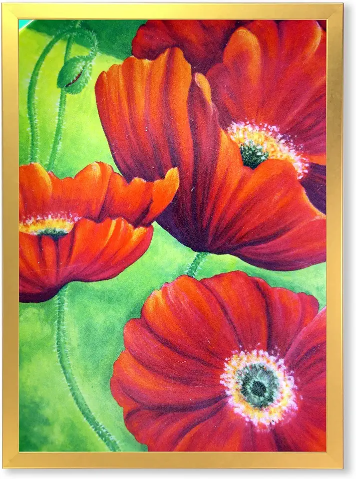 Red Blossoming Poppies VII Traditional Framed Wall Art