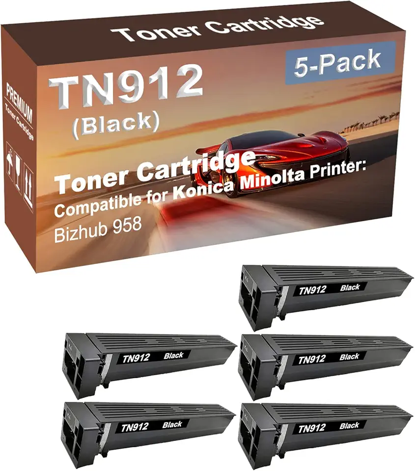 5-Pack Compatible High Yield 958 Printer Cartridge Replacement for Konica Minolta TN912 TN-912 (A8H5031) Toner Cartridge (Black)