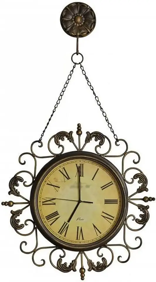 Wall Clock European Vintage Iron Art Clock American Country Living Room Quiet Large Wall Clock Quartz Clock Wall Decor Clock