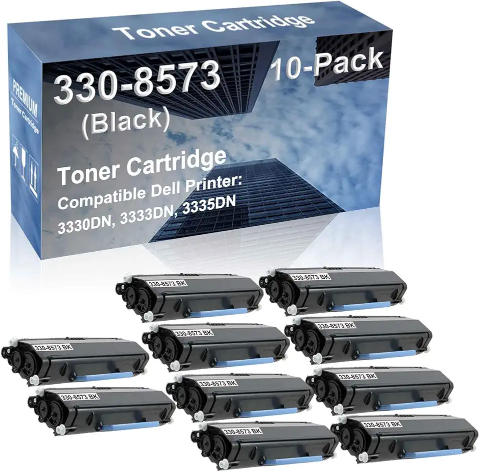 10-Pack Compatible High Capacity 330-8573 (N27GW) Toner Cartridge use for Dell 3330DN, 3333DN, 3335DN Printer (Black)