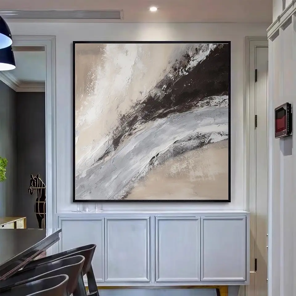 Beige Brown Abstract Wall Art,Wabi-Sabi Wall Art,Neutral Beige Texture Painting,Large Brown Abstract Painting On Canvas,Brown Texture Wall Art,Home Decor,Wall Decor,Unstretched,Frameless,(183X183cm)72X72Inches