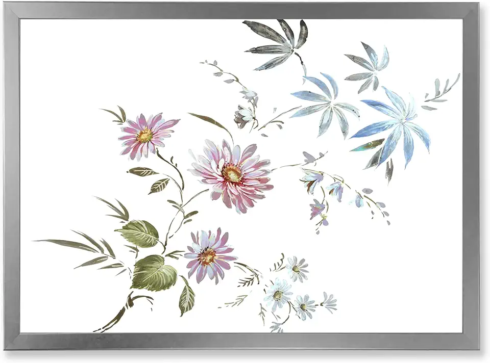 Blue and Pink Wildflowers I Traditional Framed Wall Art