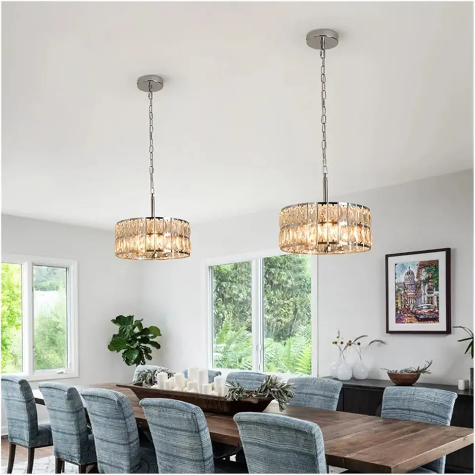 K9 Crystal Dining Table Pendant Lamp Bedroom Hanging Lamp Retro Luxury Style Suitable for Kitchen Plafon Ceiling Chandelier,Used in Restaurants