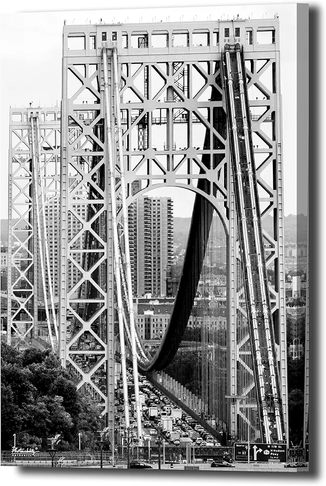 Photonability® George Washington Bridge Manhattan GW New York New Jersey Black and White Wall Art Canvas Giclee (40 x 60 x 1.25 inches)