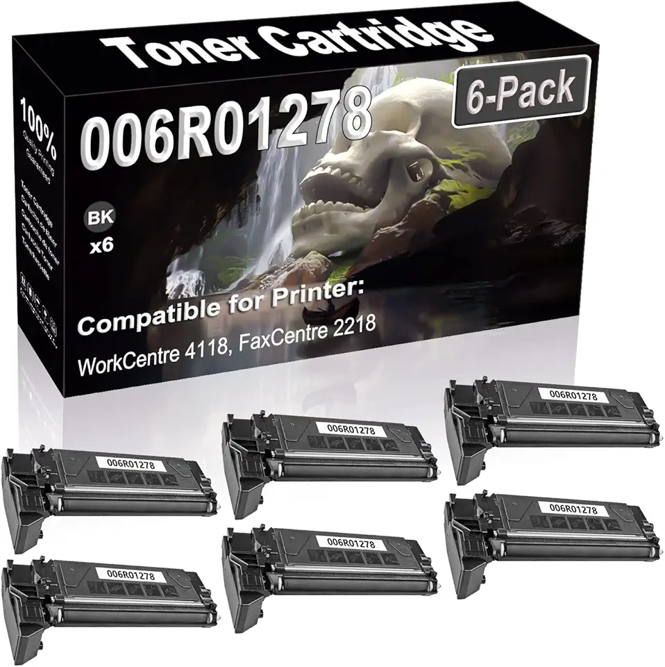 6-Pack (Black) Compatible High Yield 006R01278 Laser Printer Toner Cartridge use for WorkCentre 4118 FaxCentre 2218 Printer