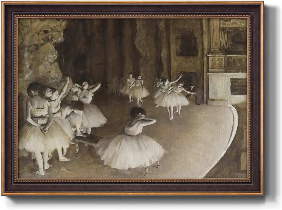 Sponsored Ad - Renditions Gallery Wall Art Bronze & Gold Framed Decoration The Ballet Rehearsal on Stage Vintage Artwork Canvas Prints for Bedroom Dining Living Room Office Home Kitchen Wall Decor - 23
