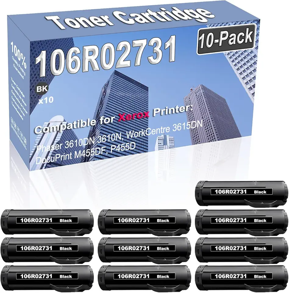 10-Pack Compatible High Capacity 106R02731 106R2731 Printer Cartridge use for Phaser 3610DN 3610N WorkCentre 3615DN DocuPrint M455DF P455D Toner Cartridge (Black)