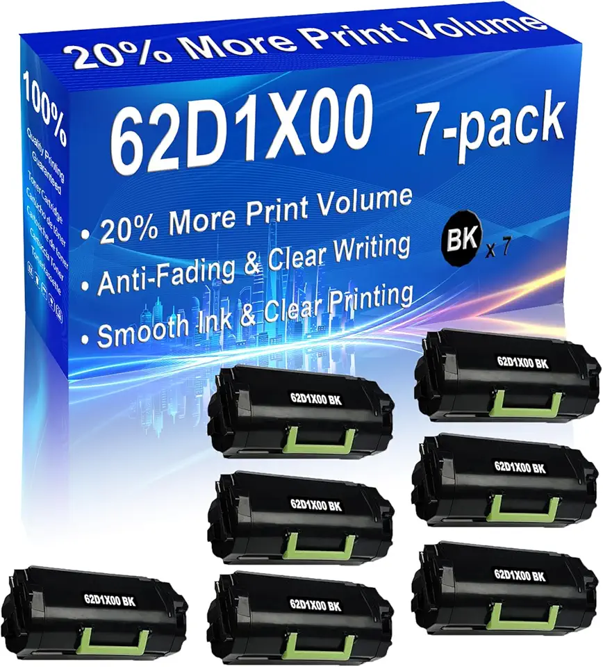 7-Pack (Black) Compatible High Yield 62D1X00 Toner Cartridge use for MX711de MX711dhe MX711dthe MX810de MX810dfe MX810dme MX810dpe Printer