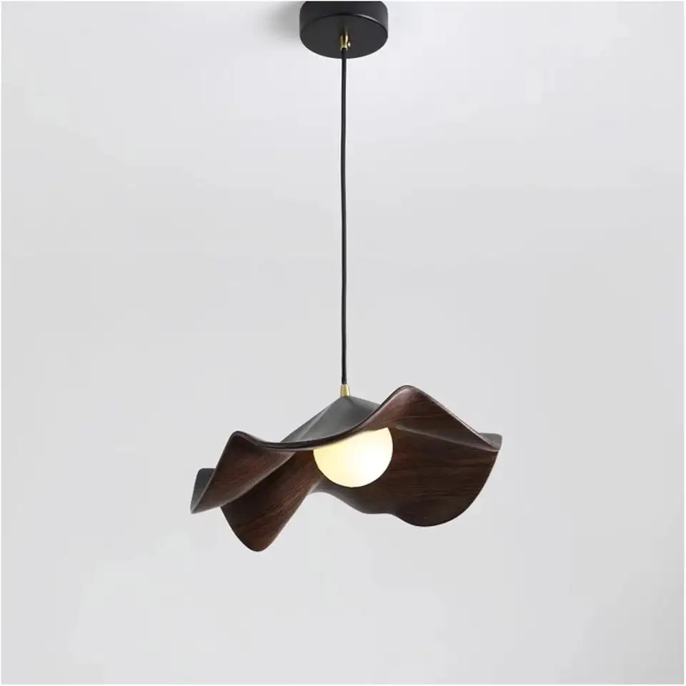 Modern Nordic Wood Texture LED Pendant Lamp for Dining Room Kitchen Table Bedside Bedroom Decoration Small Chandelier Lights,Elegance Look