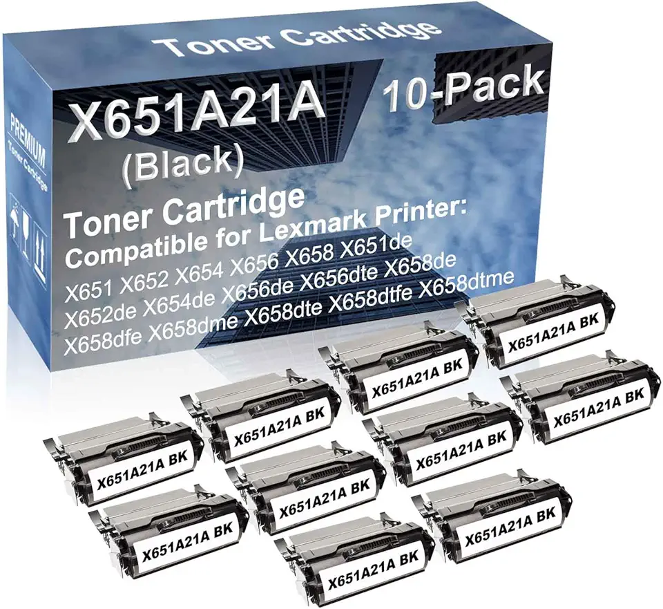 10-Pack Compatible High Yield X658dfe X658dme X658dte X658dtfe X658dtme Printer Cartridge Replacement for X651A21A Toner Cartridge (Black)