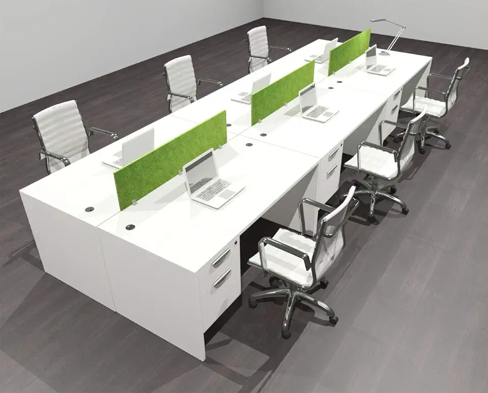 Six Person Modern Accoustic Divider Office Workstation Desk Set, OF-CPN-FPRA21