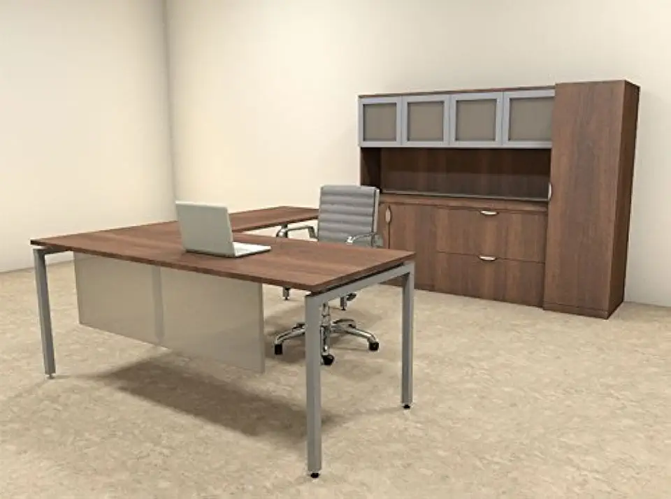 5pc L Shape Modern Contemporary Executive Office Desk Set, OF-CON-L79