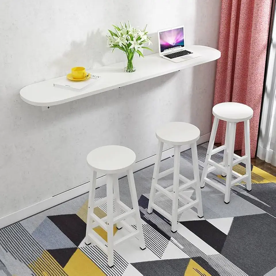 Long Wall Desk Folding Bar Table, Hidden Floating Desk 39