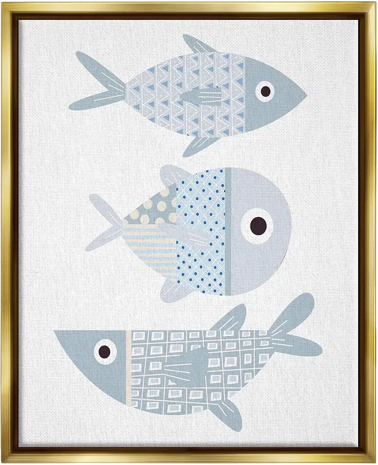 Stupell Industries Various Patterned Aquatic Fish Design Floating Framed Wall Art, Design by Kim Allen