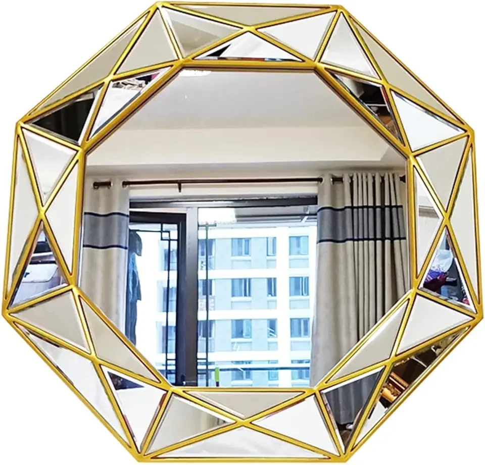 Modern Art Wall Mirror Bathroom Makeup Glass Fight Mirror Hanging Large Living Room Mirrors (Color Gold),Mirrors
