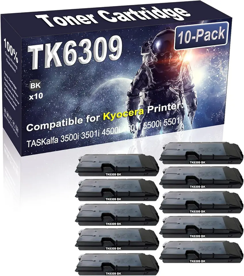 10-Pack Compatible High Capacity TASKalfa 3500i 3501i 4500i 4501i 5500i 5501i Printer Toner Container Replacement for Kyocera TK6309 TK-6309 1T02LH0CS1 Printer Cartridge (Black)