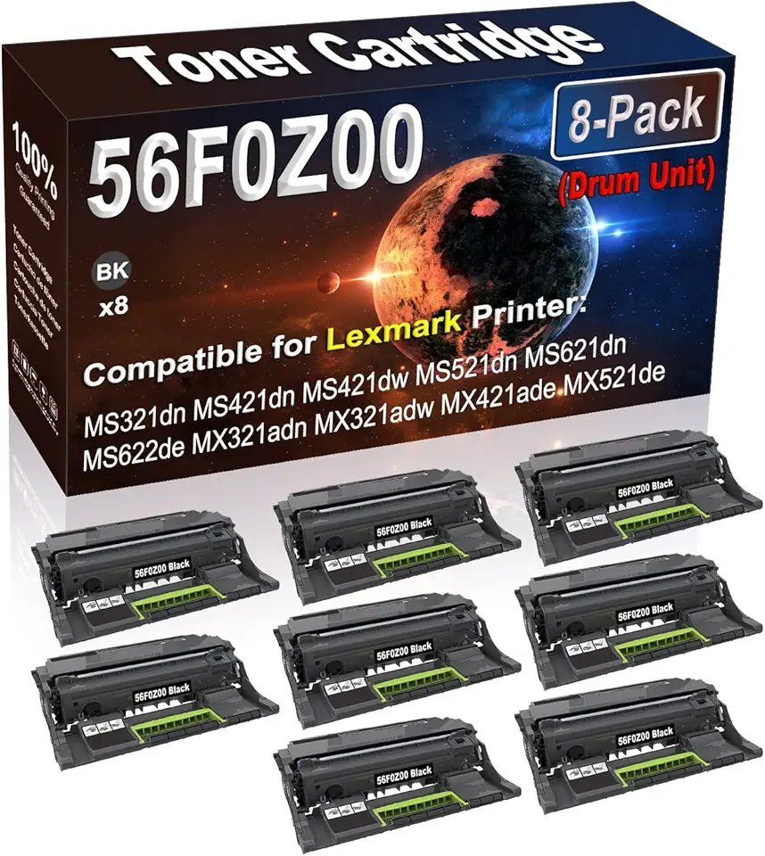 (NO Toner) 8-Pack Compatible 56F0Z00 Laser Drum Unit Used for MX321adw MX421ade MX521de MX521ade MX522adhe Printer (Black, High Yield)