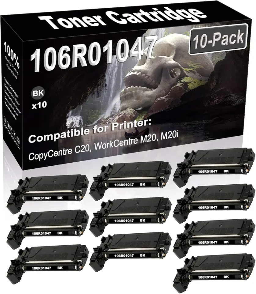10-Pack Compatible High Capacity 106R01047 Imaging Toner Cartridge use for CopyCentre C20 WorkCentre M20 M20i FaxCentre 2218 Printer (Black)