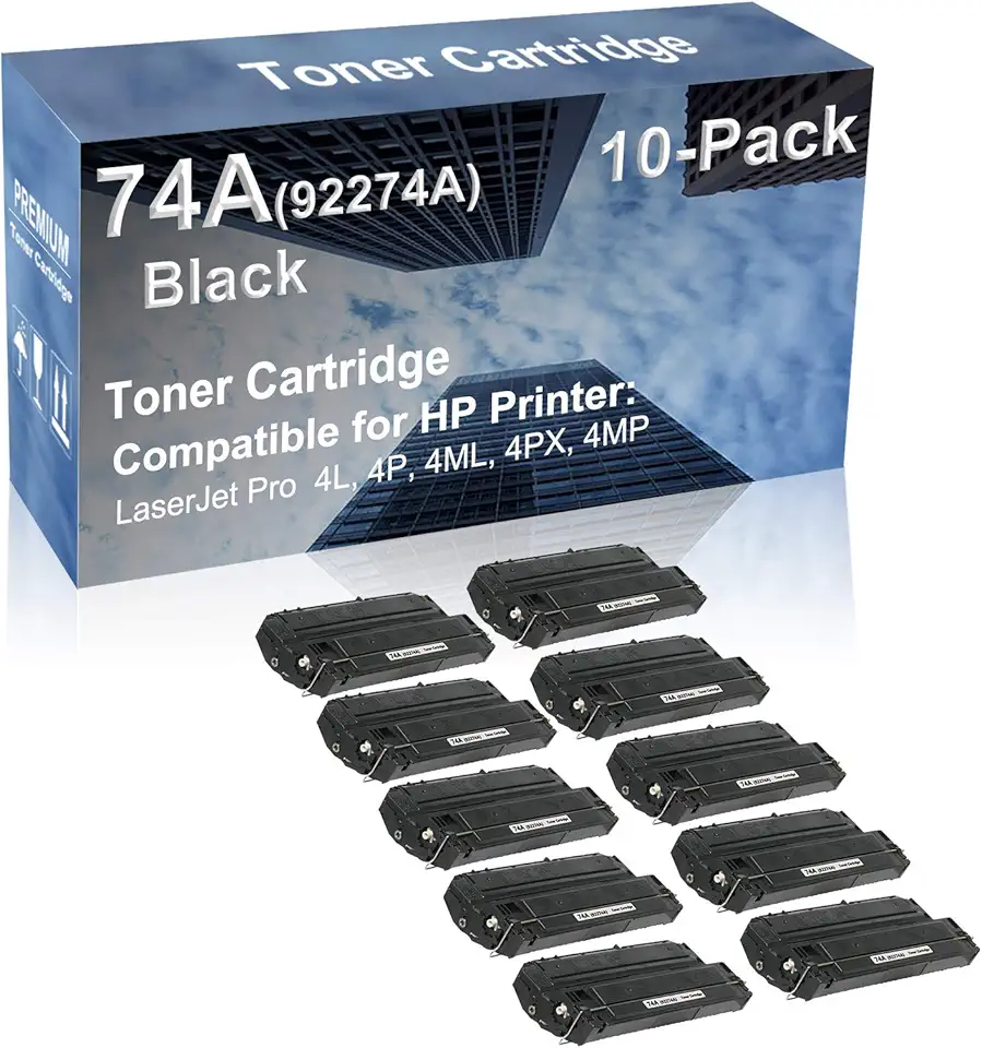 10-Pack Compatible High Yield 4L, 4P, 4ML, 4PX, 4MP Printer Cartridge Replacement for (92274A) 74A Toner Cartridge (Black)
