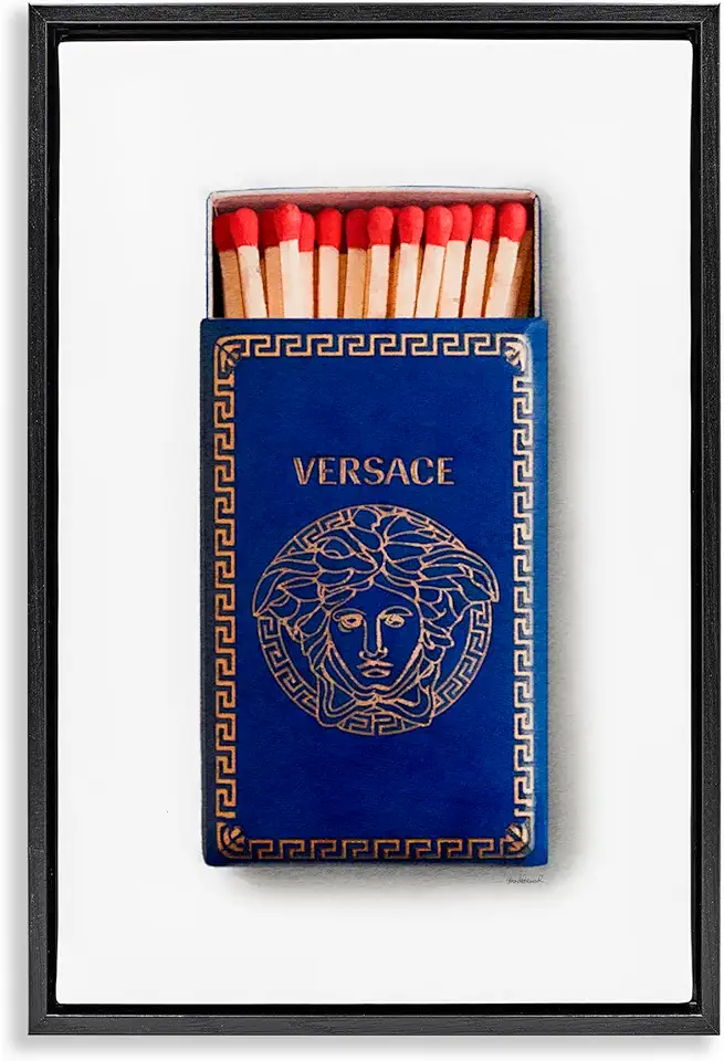 Stupell Industries Blue Trendy Matchbox Black Framed Floater Canvas Wall Art Design by Amanda Greenwood, 21 x 31