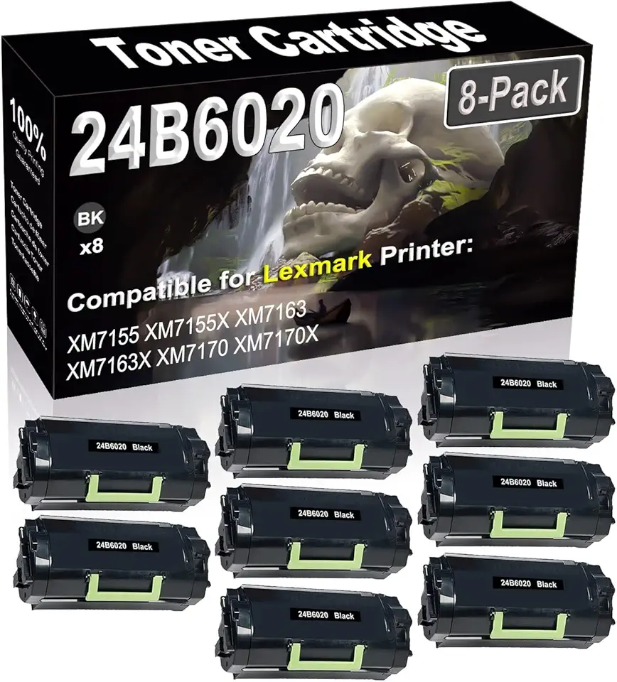 8-Pack Compatible High Capacity 24B6020 Imaging Toner Cartridge use for XM7155 XM7155X XM7163 XM7163X XM7170 XM7170X Printer (Black)