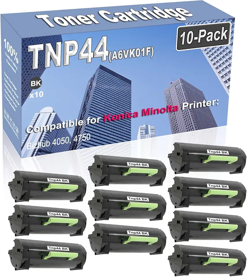 10-Pack (Black) Compatible High Yield TNP44 TNP-44 (A6VK01F) Imaging Toner Cartridge Replacement for Konica Minolta Bizhub 4050 4750 Printer