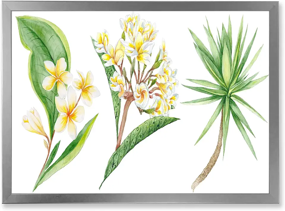 Tropical Foliage and Yellow Flowers XII Traditional Framed Wall Art