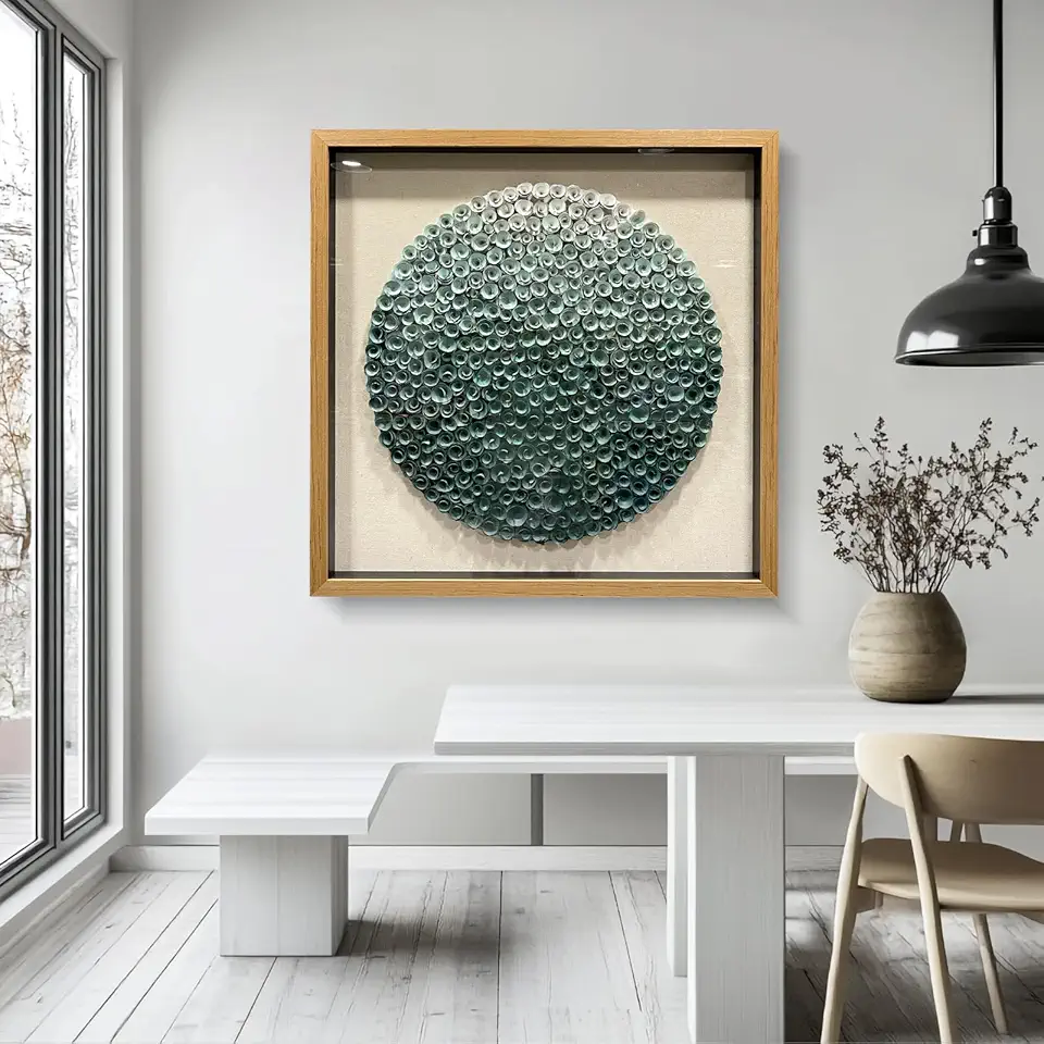 LIUZEYUE - Modern Abstract Wall Art Living Room Handmade Wood Flower 3D Wall Decoration Entrance Wall Decoration Green 43.3
